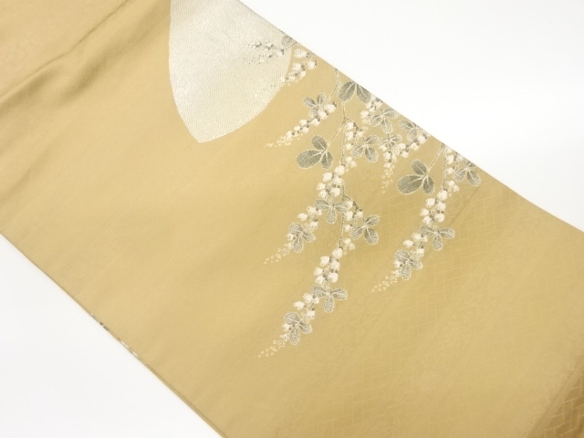 枝葉・花模様織出し名古屋帯